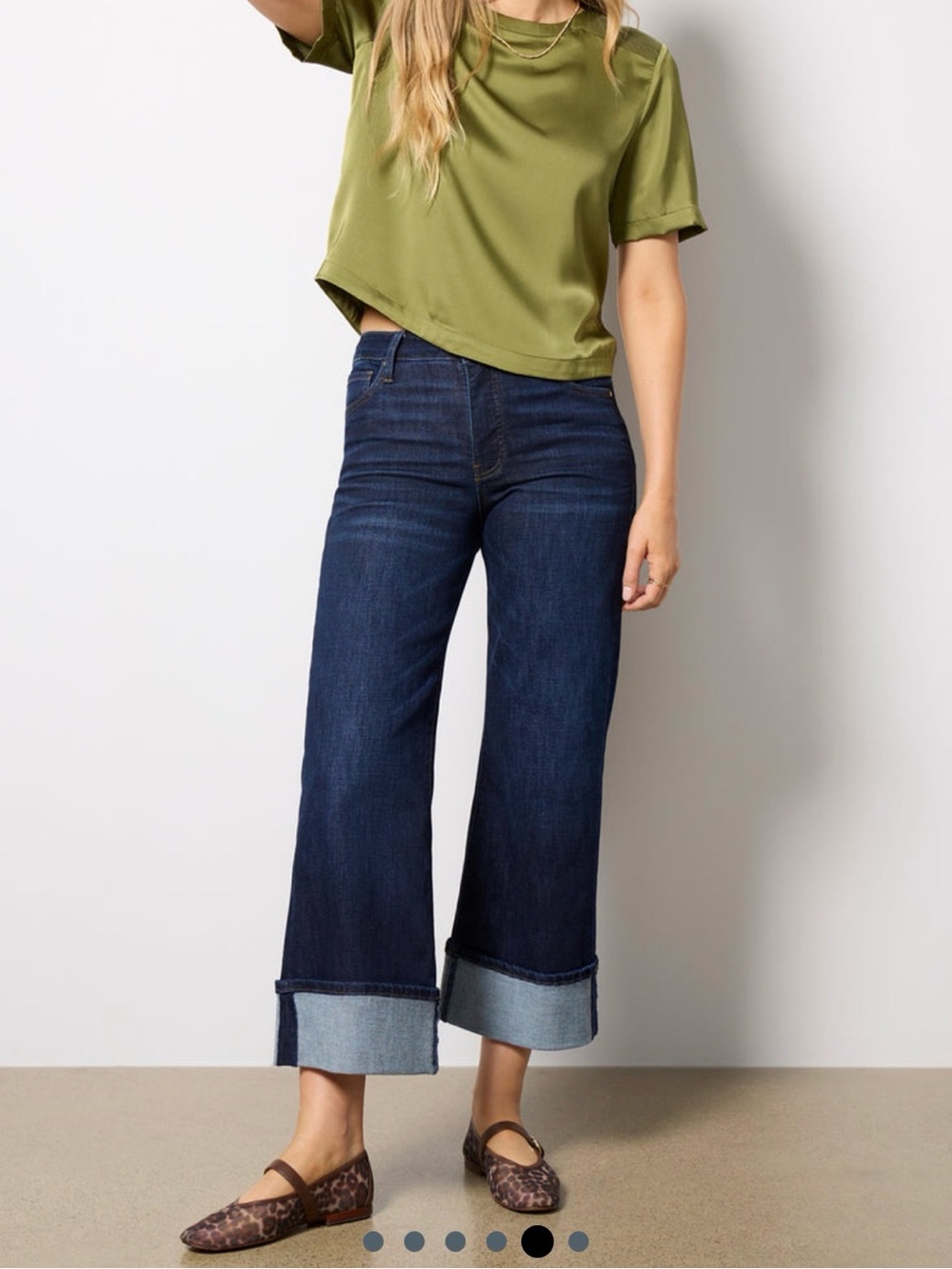 Evereve Olive Short-Sleeve Blouse with Textured Shoulder - Picture 7 of 11
